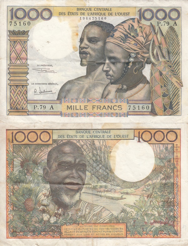 Cote D'Ivoire (Ivory Coast) (A) - 1959-1965; ND Issue – 1000 Francs