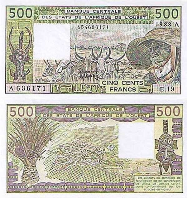 Cote D'Ivoire (Ivory Coast) (A) - 1981-1990 Issue – 500 Francs