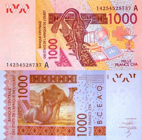 Cote D'Ivoire (Ivory Coast) (A) 2003 Issue – 1000 Francs