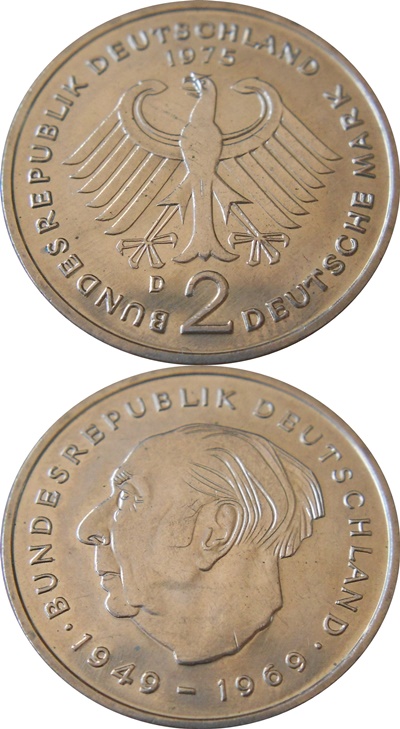 Republică Federală - 1970-1987 - 2 Mărci (Theodor Heuss)