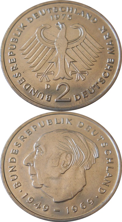 Republică Federală - 1970-1987 - 2 Mărci (Theodor Heuss)