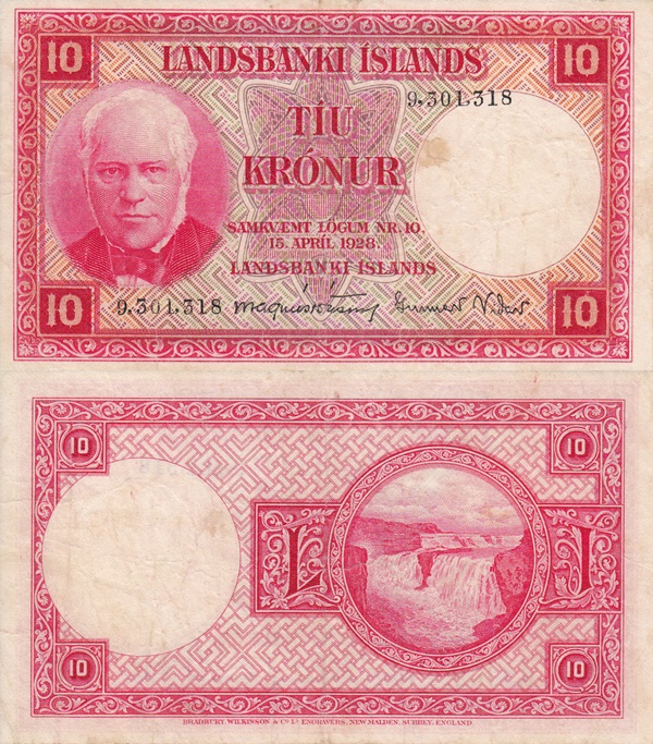 Law of 15.04.1928 (Issued 1948-1956) - 10 Krónur