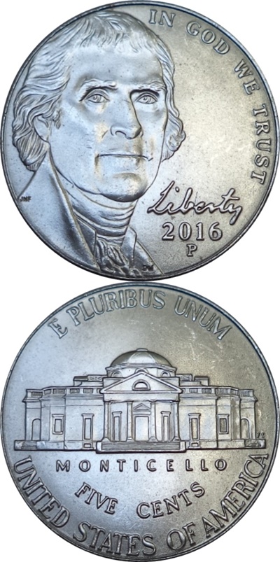 Nickel (5 Cenți), Jefferson - 2006-prezent