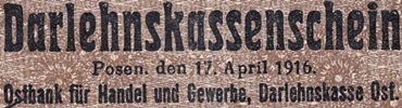 Occupation Of Lithuania – WWI  - Ostbank Für Handel Und Gewerbe – Darlehnskassenscheine - 1916 Issue