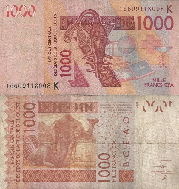 Senegal (K) - Emisiunea 2003-2017-  1000 Franci