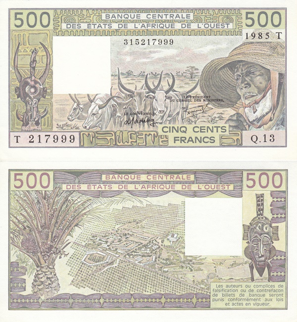 Togo (T) - Emisiunea 1979; 1981-1990 – 500 Franci