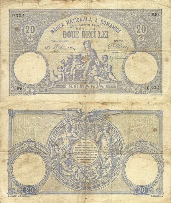 1896-1908 Isssue - 20 Lei