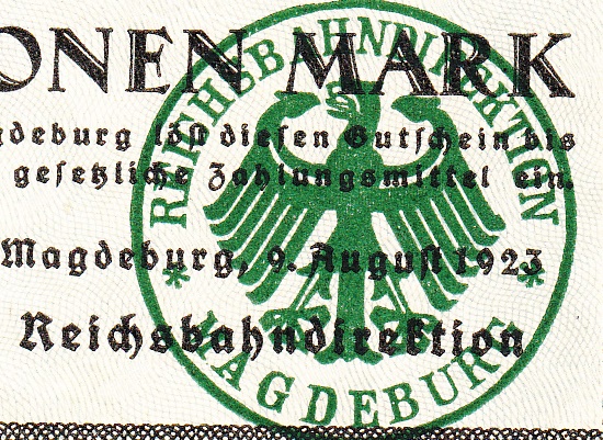 1923 Issue - German State Railroad (Deutsche Reichsbahn) - Reichsbahandirektion - Magdenburg