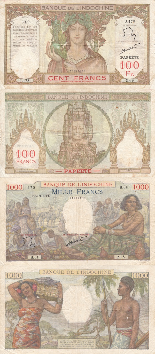 Emisiunea 1939-1965 ND - BANQUE DE L'INDOCHINE - PAPEETE