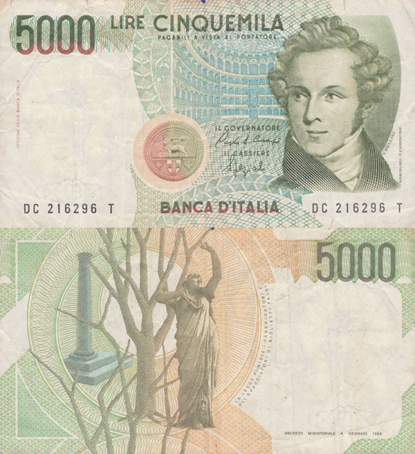 1985 Issue (Bank of Italy - Banca d'Italia: Decreto Ministeriale 04.01.1985)