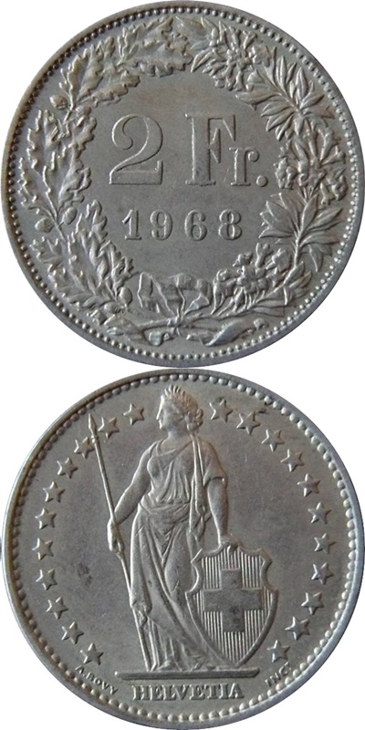 Confederație - 1850-2024 - 2 Franci